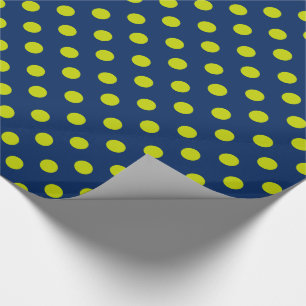 Grön polka dots för limefrukt på marinblått presentpapper