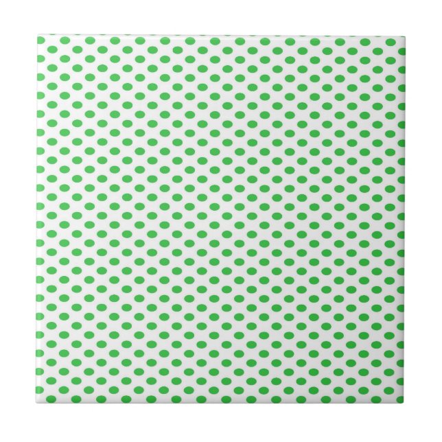Grön polka dots på vit kakelplatta (Framsidan)