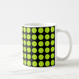 Grön polka dotssvart för limefrukt kaffemugg