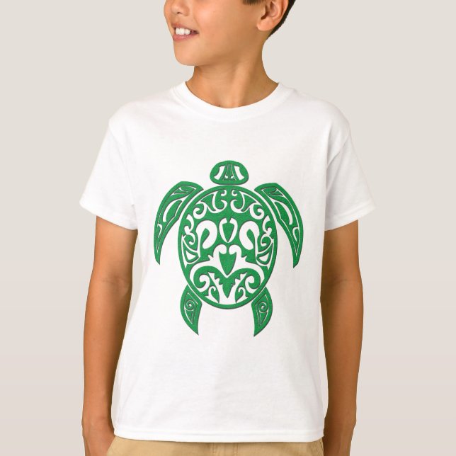 Grön Polynesian havssköldpadda T Shirt (Framsida)