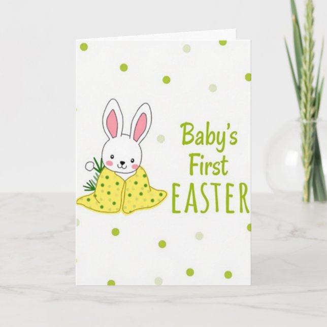 Grön prickig babykort kort (Framsida)