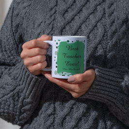 Grön prickig bästa lärare någonsin present kaffemugg