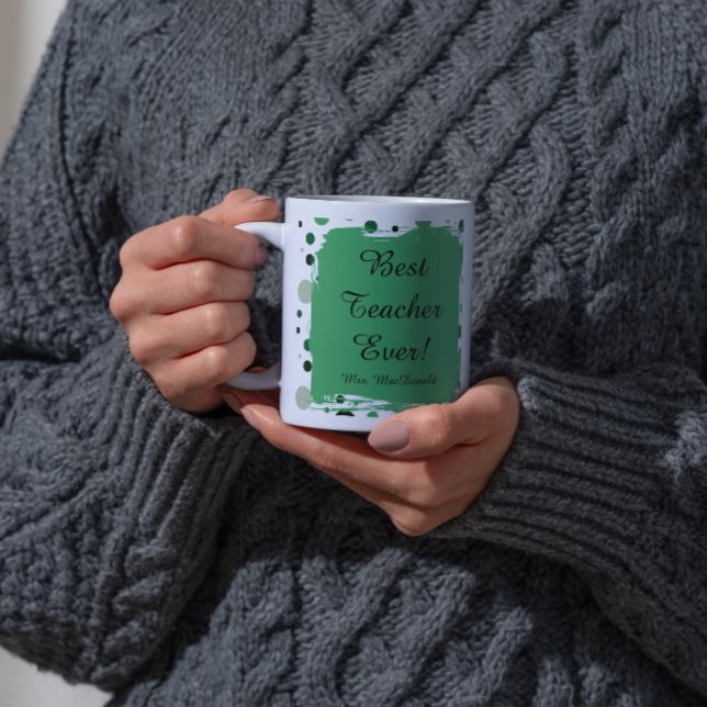 Grön prickig bästa lärare någonsin present kaffemugg (Skapare uppladdad)