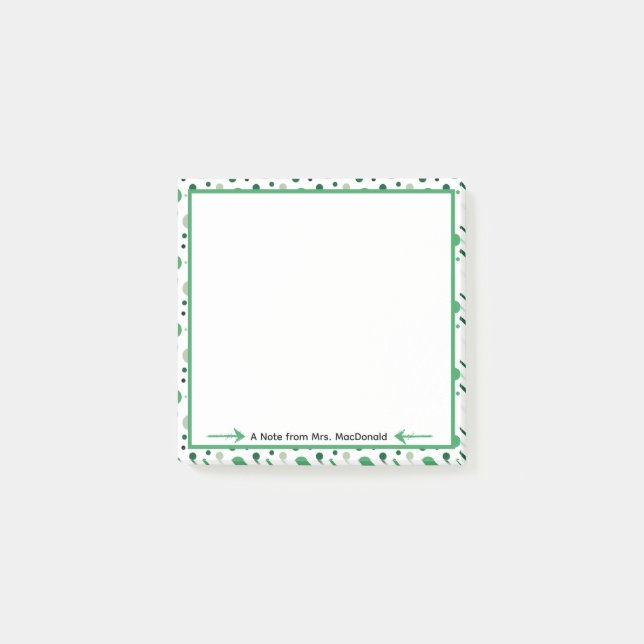 Grön prickig lärare tacksamhetspresent post-it block (Framsida)