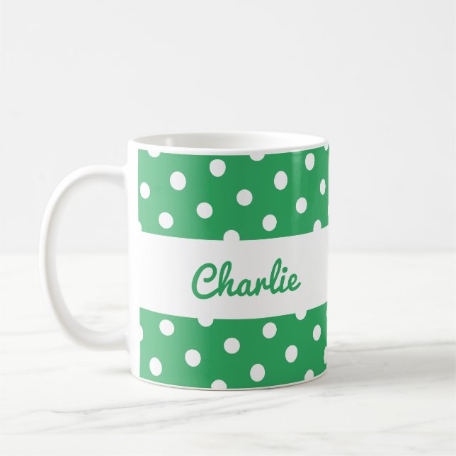 Grön prickig mönster Retro Kaffemugg (Vänster)