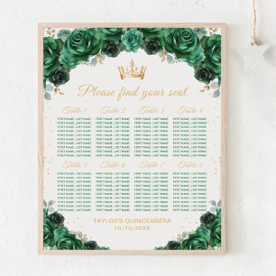 Grön prinsessa Quinceañera Bordplacering för 8 bor Poster