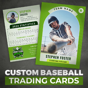 Grön Pro Baseball Trading Card Spelar Foto