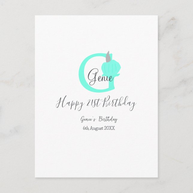 Grön pumpafall födelsedag 21 grå pastell vykort (Framsida)