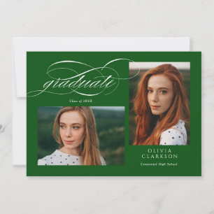 Grön QR-kod för manus 3 Foto Examen Fest Inbjudningar