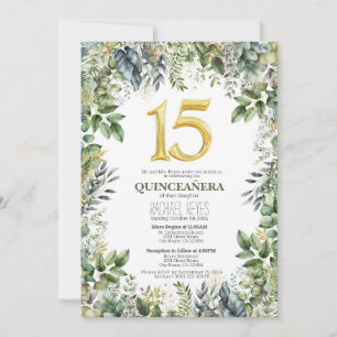 Grön Quinceañera-inbjudan mall