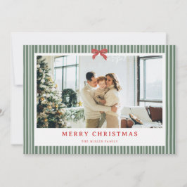 Grön rand röd juldekoration jul foto firande kort