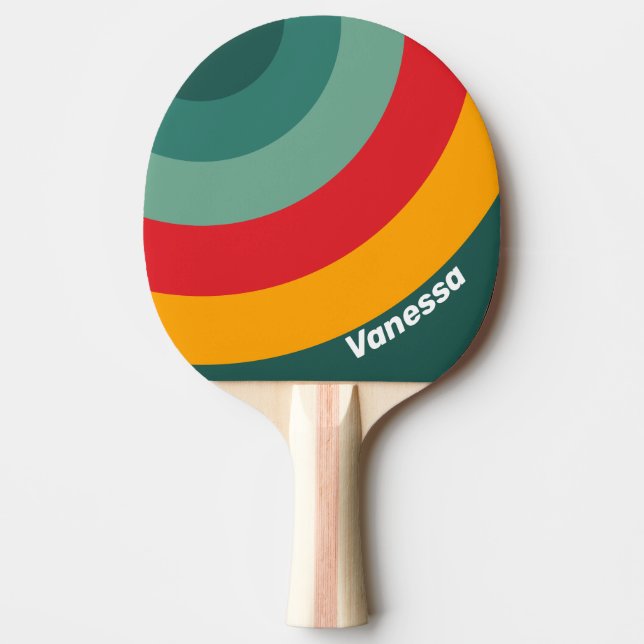 Grön randig cirkel med namn pingisracket (Framsidan)