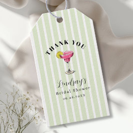 Grön randig cocktail bröllopsdusch presentetikett