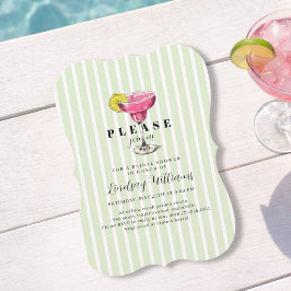 Grön randig cocktail bröllopsfest för bruden inbjudningar