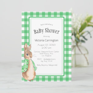 Grön randig kanin Baby Shower Inbjudningar