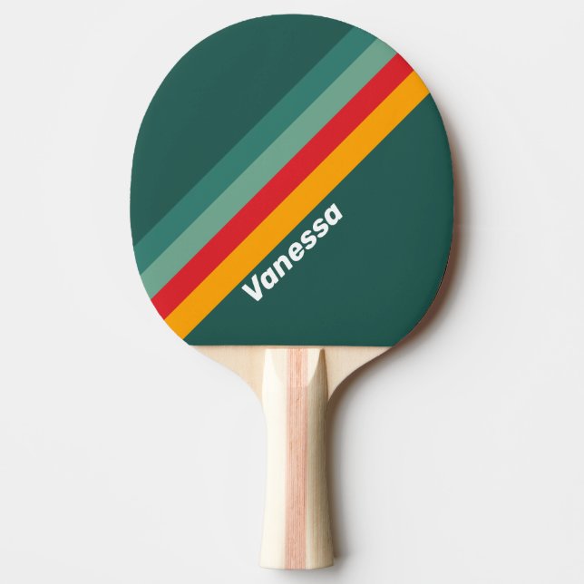 Grön randig med namn pingisracket (Framsidan)