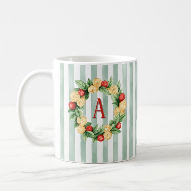 Grön randig pastaven initial mugg (Vänster)