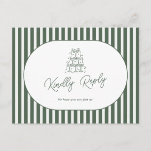 Grön randig preppy bröllops önskemål om sång RSVP Vykort