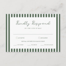 Grön randig Preppy Cabana RSVP-kort