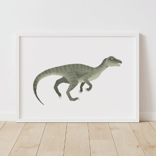 Grön Raptor Dinosaurie Barnrumsaffisch Poster