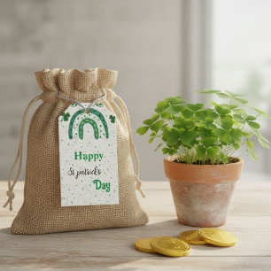 Grön regnbåge Glad St. Patricks dag Presentetikett