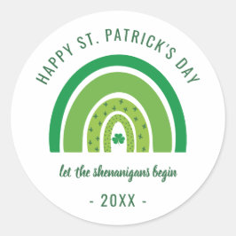 Grön regnbåge Irländsk Shamrock Glad St Patricks d Runt Klistermärke