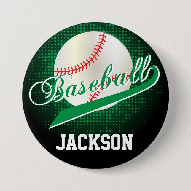 Grön Retro Baseballstil Knapp (Framsida)