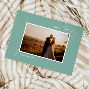 Grön Retro Boho Minimalist Gladly Gift Photo Julkort