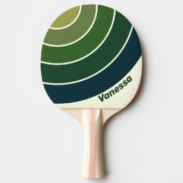 Grön Retro Fem Cirkel Rand med Namn Pingisracket