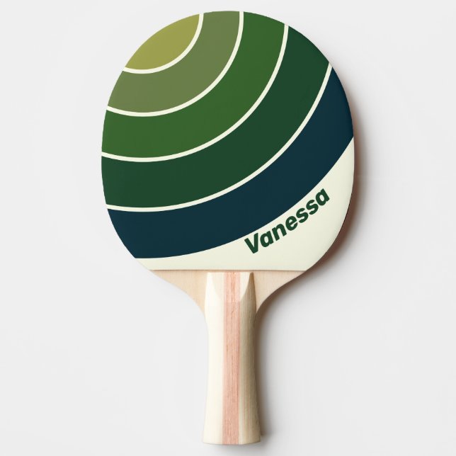 Grön Retro Fem Cirkel Rand med Namn Pingisracket (Framsidan)