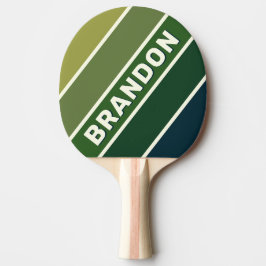 Grön Retro Fem Fet Randig med Namn Pingisracket