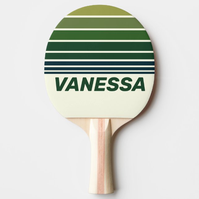 Grön Retro Fem Horisontell Randig med Namn Pingisracket (Framsidan)