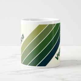 Grön Retro Fem Ränder med Namn Jumbo Mugg