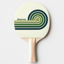 Grön Retro Fem Ränder med Namn Pingisracket