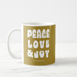 Grön Retro Groovy Fred kärlek Glädje Semester Kaffemugg