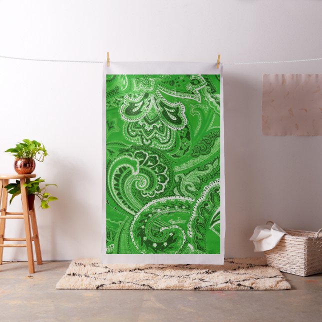 Grön Retro Paisley Bandanna/Bandana Tyg (In Situ)