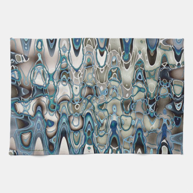 Grön retro stil för blått kökshandduk (Horisontell)