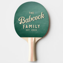 Grön Retro Svart Tavla Familjenamn & Årtal Pingisracket