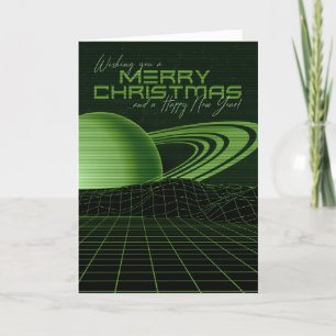 Grön Retrowave Julkort Helgkort