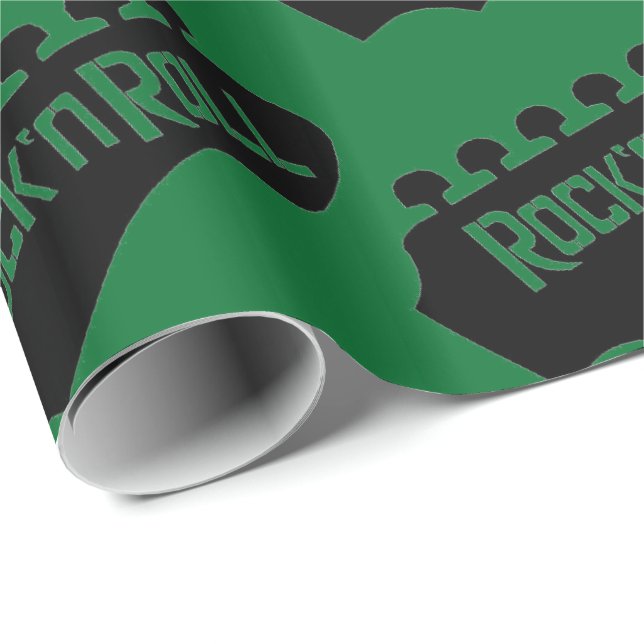 Grön Rock And Roll Gitarr Mönster Presentpapper (Rullad Hörn)