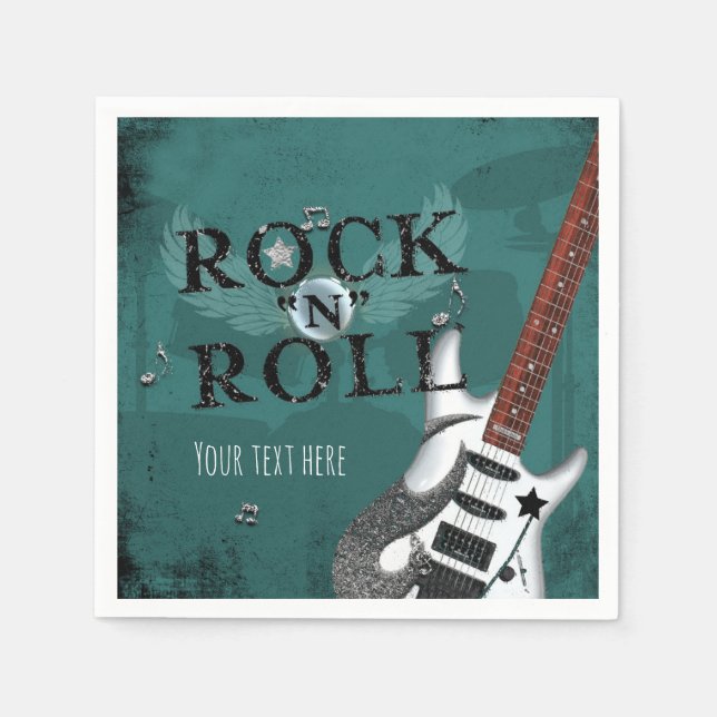 Grön Rock N Roll Stjärna Födelsedagsfirande Evenem Pappersservett (Framsidan)