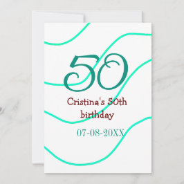 Grön röd 50 födelsedag årsdag lägg till namn datum inbjudningar