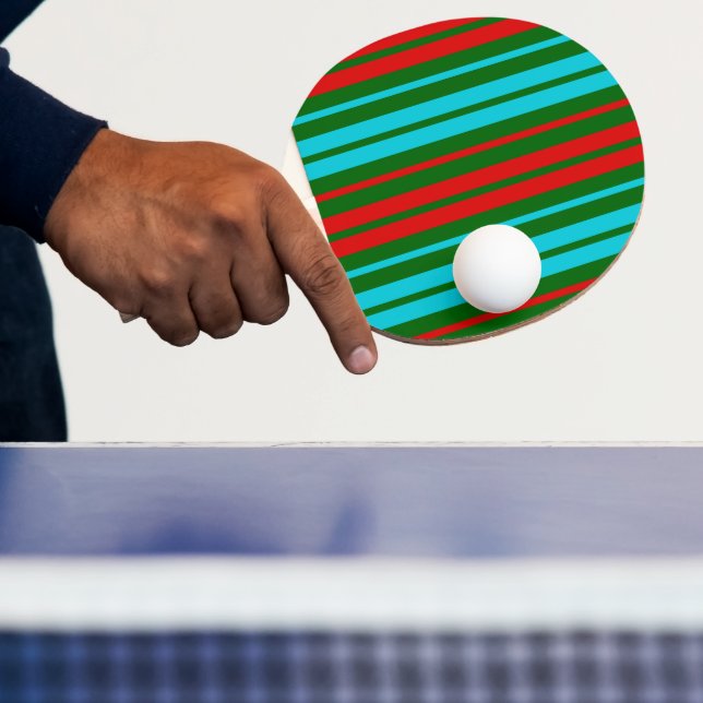 Grön Röd Blå Ränder Mönster   Pingisracket (Insitu)