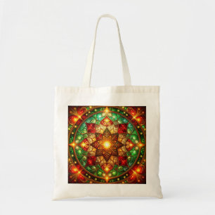 Grön röd dekorativ höst-vinter totebag tygkasse