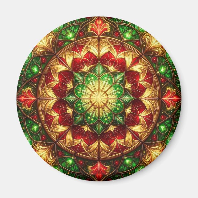 Grön Röd Dekorativ Jul Magnet (Framsidan)
