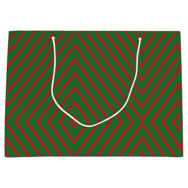 Grön & röd diagonala linjer presentpåse (Framsidan)
