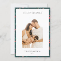 Grön röd glad jul blomster mönster foto