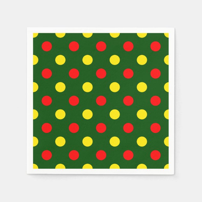 Grön Röd Gul Design Med Polkagrisprickar  Pappersservett (Framsidan)