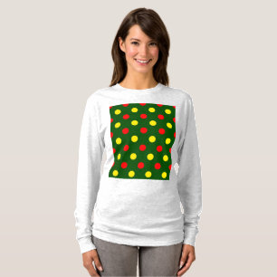 Grön röd gul prickig design t shirt