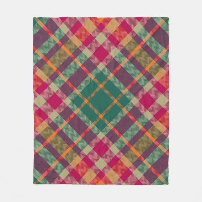 Grön Röd Gul Skotsk Tartan Plaid Fleecefilt (Framsidan)